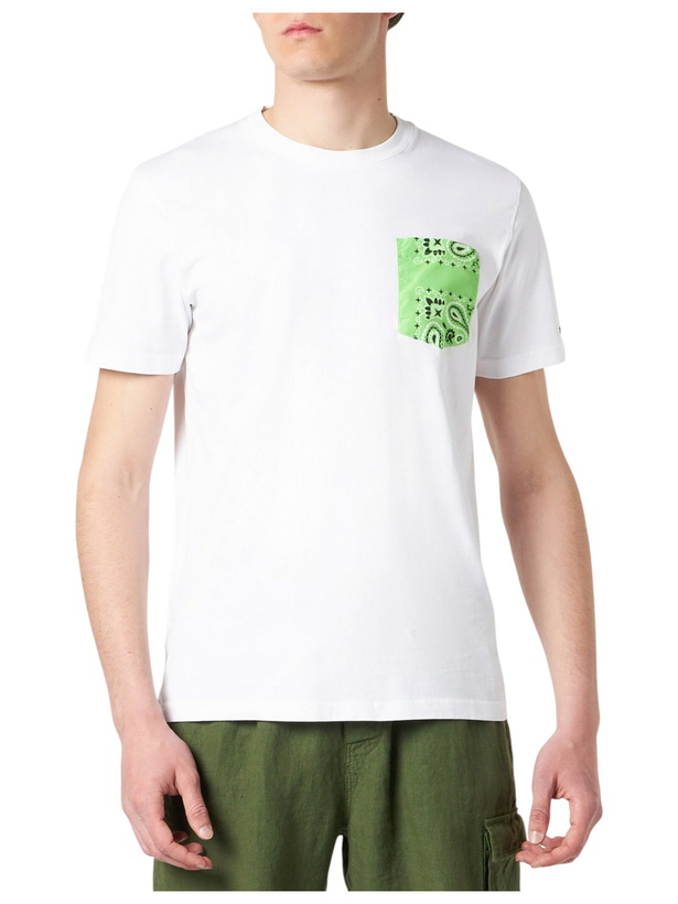 Photo: MC2 Saint Barth Man Cotton T-shirt With Green Bandanna Pocket