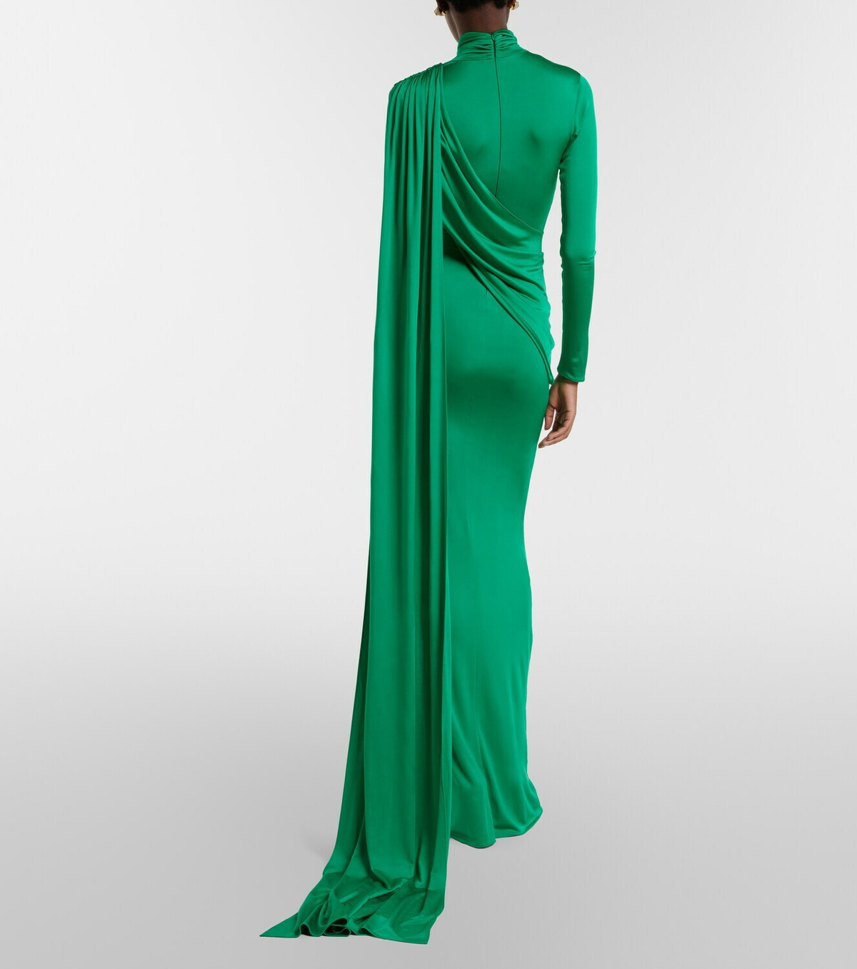 The New Arrivals Ilkyaz Ozel Aya caped satin gown