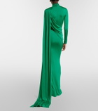 The New Arrivals Ilkyaz Ozel Aya caped satin gown