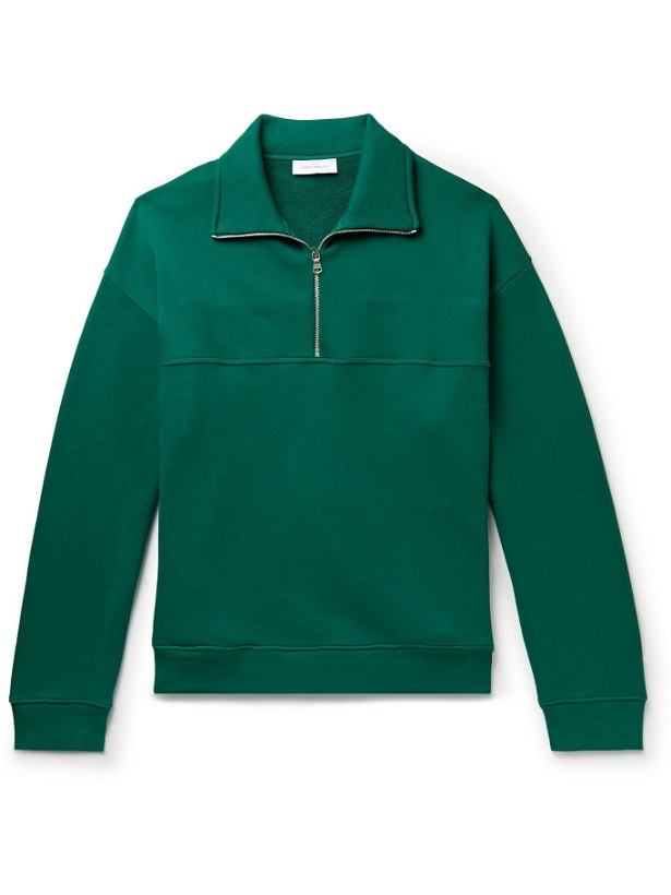 Photo: Ninety Percent - Organic Cotton-Jersey Half-Zip Sweatshirt - Green
