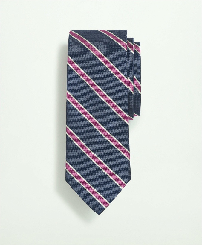 Photo: Brooks Brothers Men's Silk Mini BB#2 Rep Stripe Tie | Navy/Purple