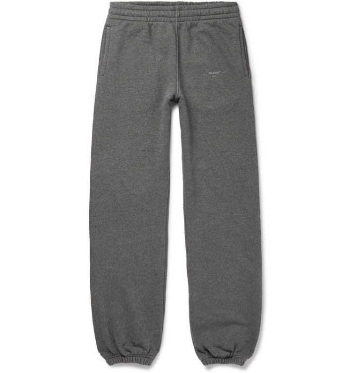 Photo: Off-White - Logo-Print Loopback Cotton-Jersey Sweatpants - Gray