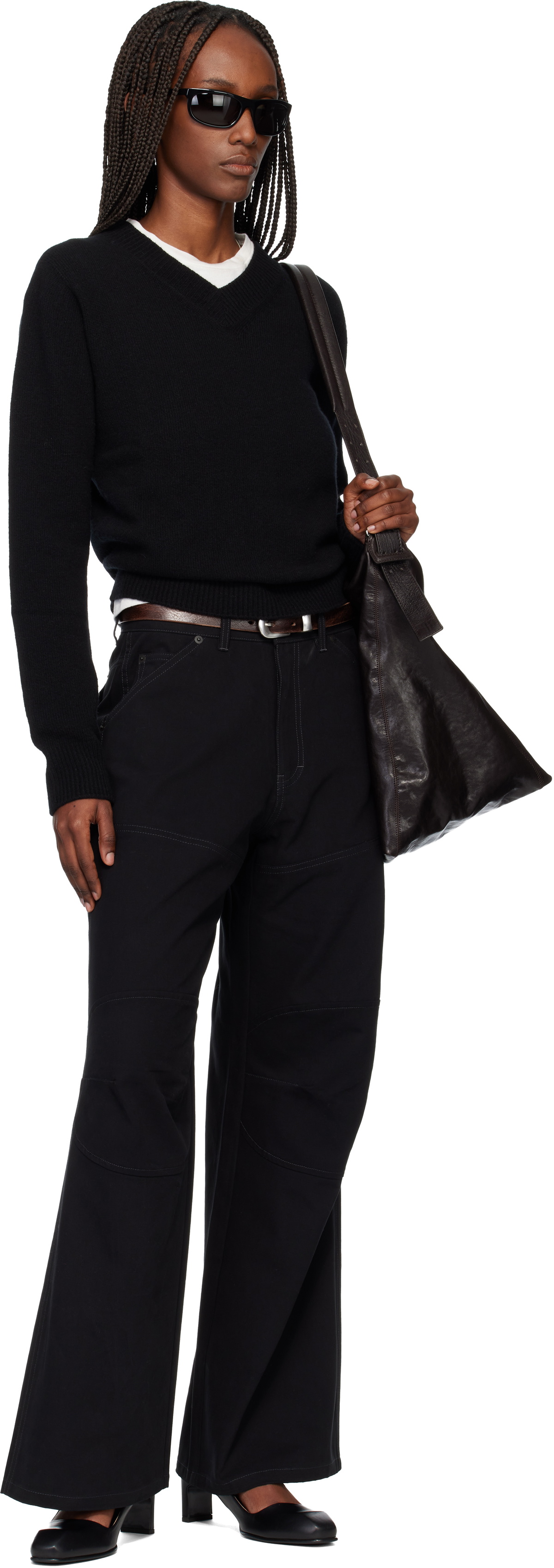 TONYWACK Black Oversized Wide-Leg Denim Jeans
