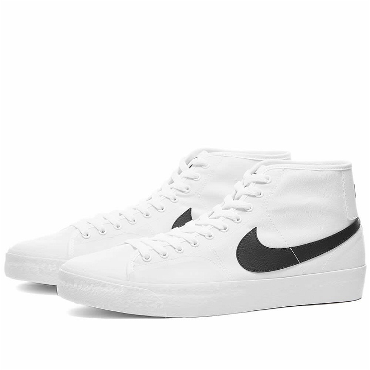 Photo: Nike SB Men's Court Mid Sneakers in White/Black
