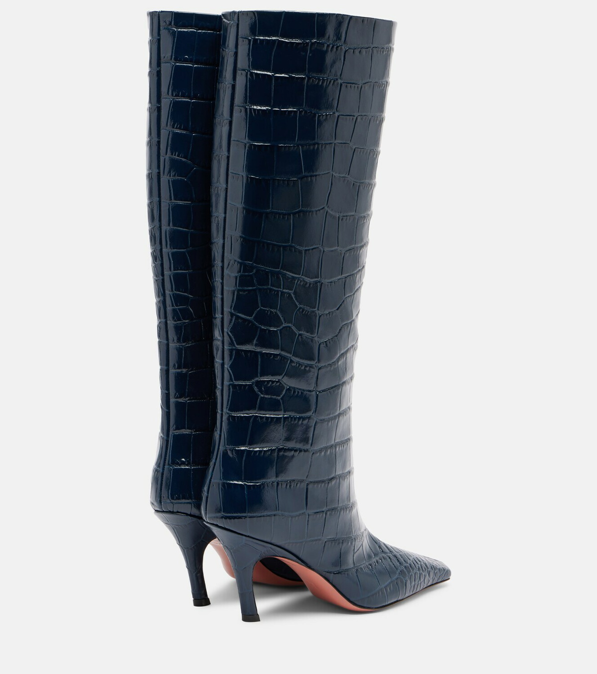 Amina Muaddi Mona croc-effect leather knee-high boots