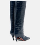 Amina Muaddi Mona croc-effect leather knee-high boots