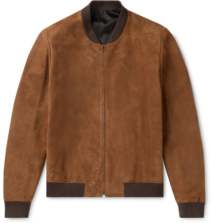 Photo: The Row - Suede Bomber Jacket - Brown