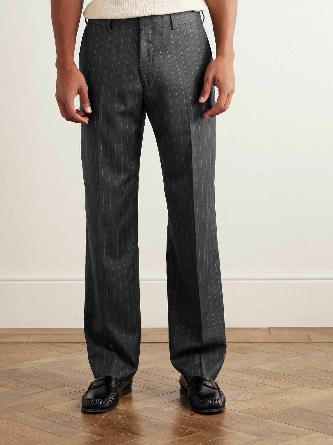 Paul Smith - Straight-Leg Pinstriped Wool Trousers - Gray
