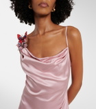 Blumarine Appliqué satin gown