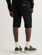 Balmain - Slim-Fit Logo-Flocked Cotton-Jersey Drawstring Shorts - Black