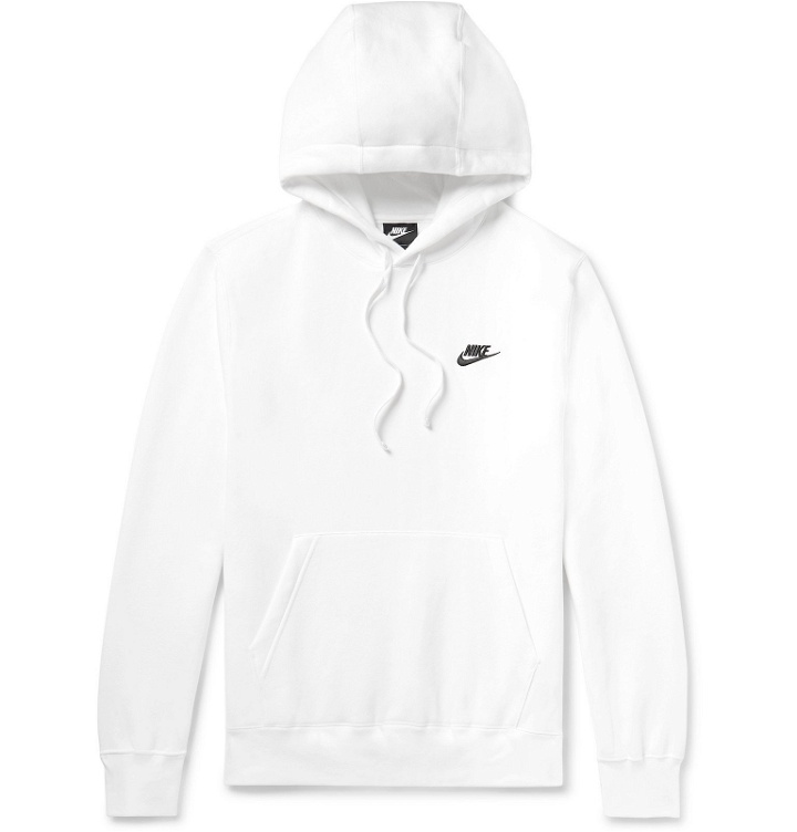 Photo: Nike - Sportswear Club Logo-Embroidered Cotton-Blend Jersey Hoodie - White