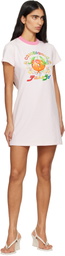 Casablanca Pink Orange Mascot Printed T-shirt Minidress