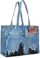 Acne Studios Blue & Black Denim Print Tote