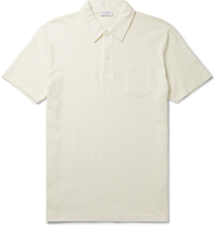 Photo: Sunspel - Riviera Slim-Fit Cotton-Mesh Polo Shirt - White