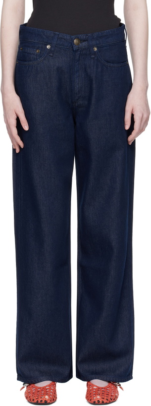 Photo: rag & bone Navy Logan Wide-Leg Jeans
