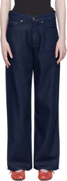 rag & bone Navy Logan Wide-Leg Jeans