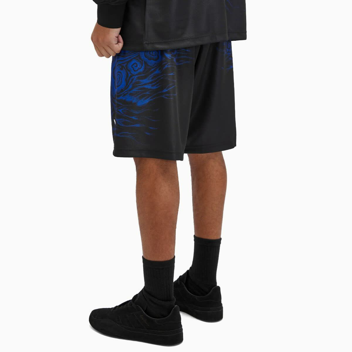 Y-3 Men's JAF GFX Shorts in Black/Blue Y-3