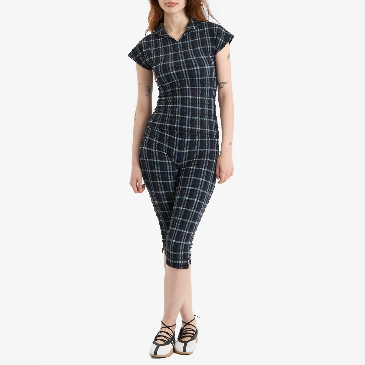 Peachy Den Women's Cindy Polo Top in Selvedge