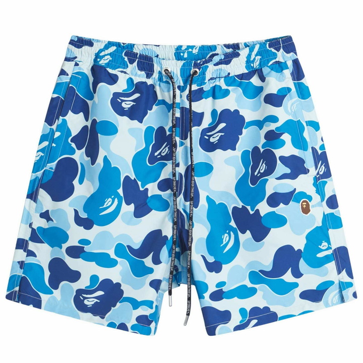 Photo: A Bathing Ape Men's Abc Camo One Point Relaxed Fit Water Shorts in Blue
