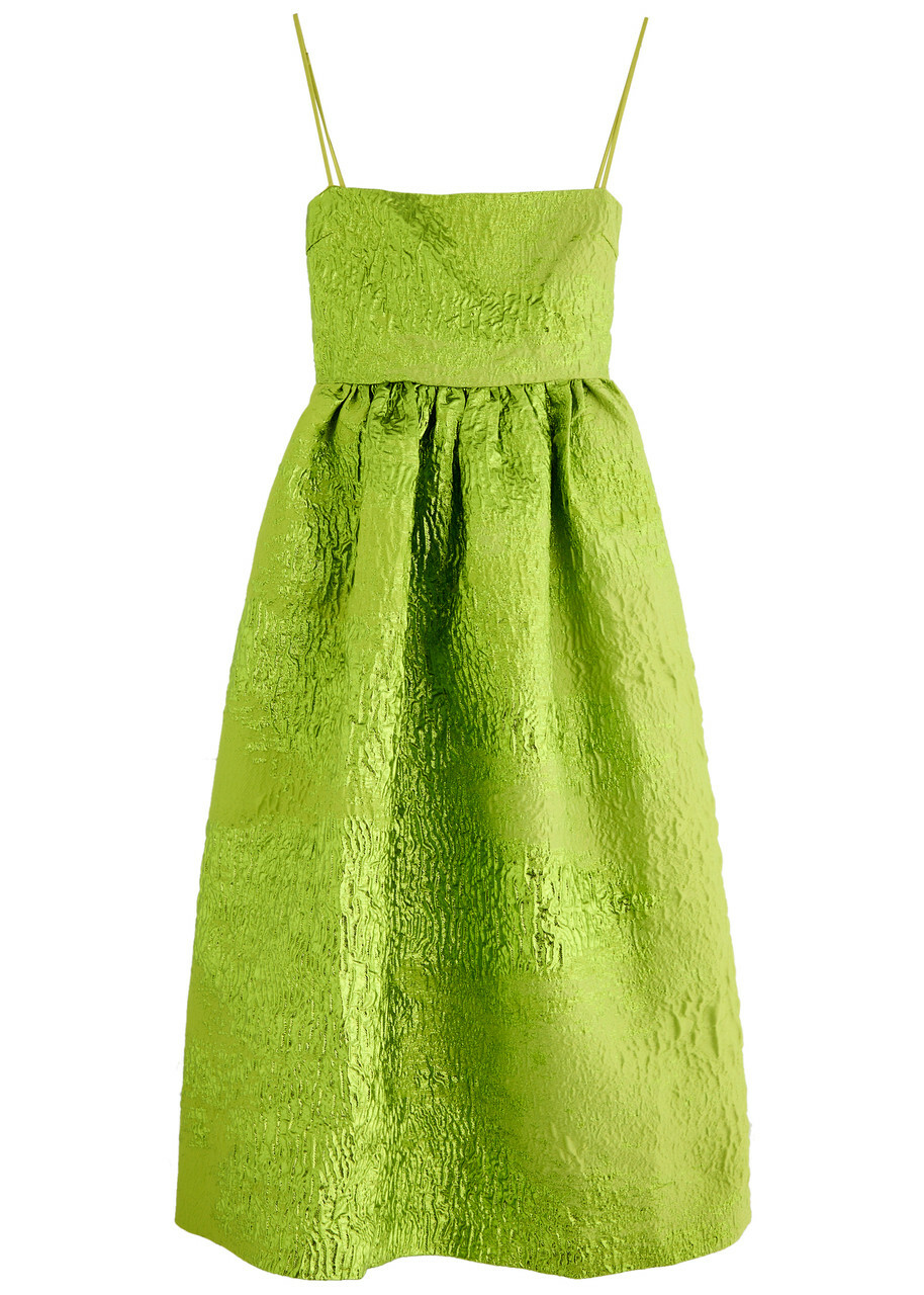 Stine Goya Metallic Cloque Midi Dress Green Stine Goya