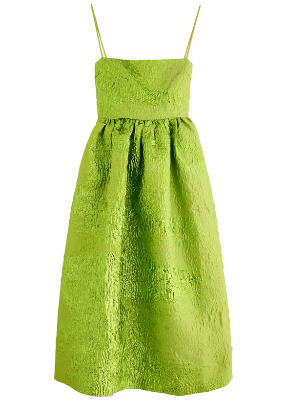 Photo: Stine Goya Metallic Cloque Midi Dress Green
