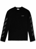 Off-White - Logo-Print Embroidered Cotton-Jersey T-Shirt - Black