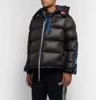 Aries - Reversible Quilted Printed Shell Hooded Down Jacket - Black