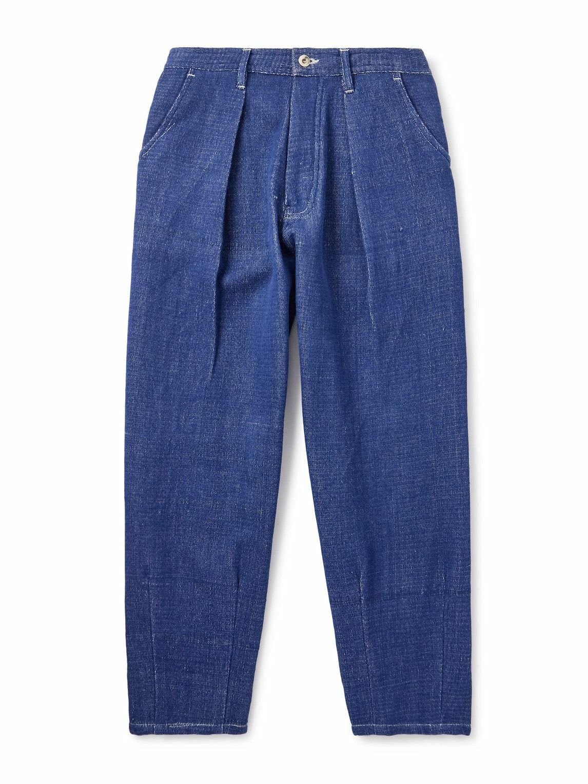 Story mfg. - Lush Wide-Leg Pleated Organic Jeans - Blue