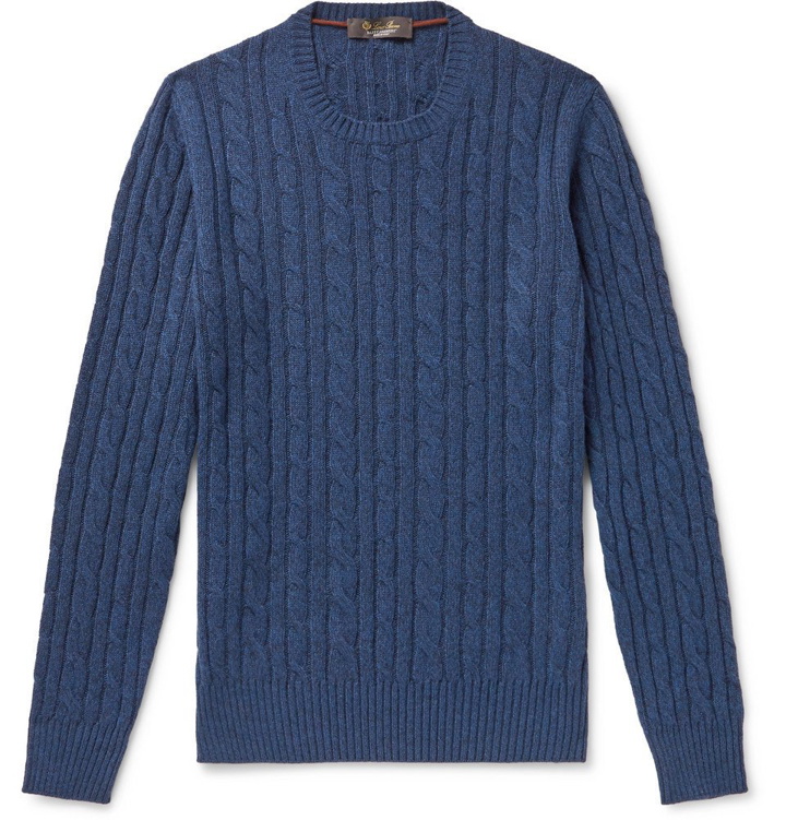 Photo: Loro Piana - Cable-Knit Baby Cashmere Sweater - Blue