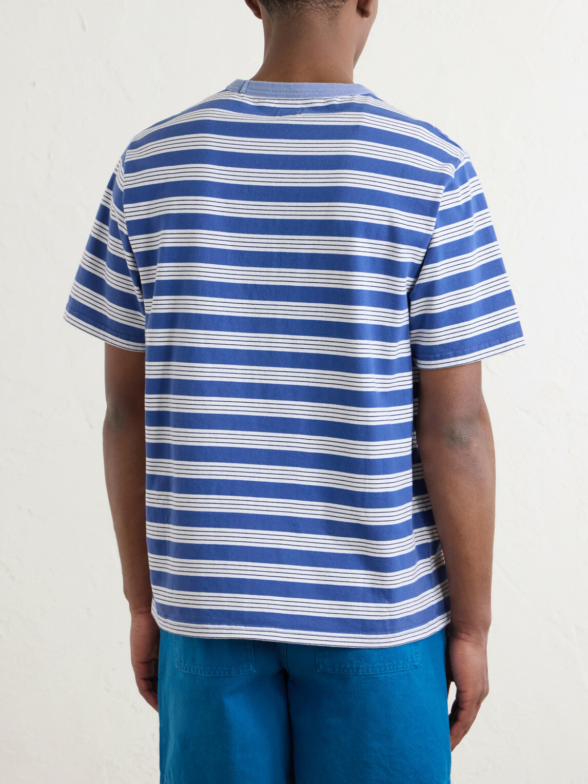Noah - Striped Cotton-Jersey T-Shirt - Blue