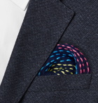 Paul Smith - Embroidered Linen Pocket Square - Blue