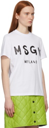 MSGM White Stroke Logo T-Shirt