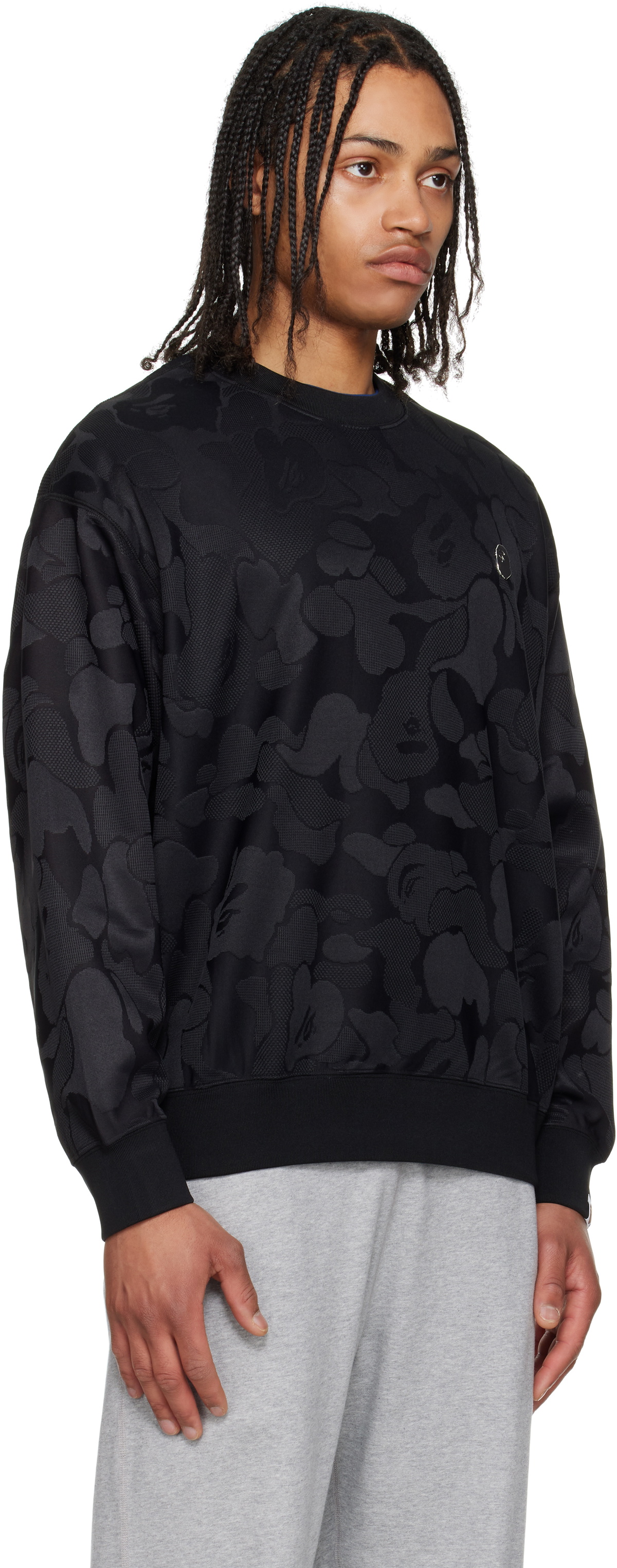 BAPE Black Solid Camo Jacquard One Point Sweatshirt A Bathing Ape