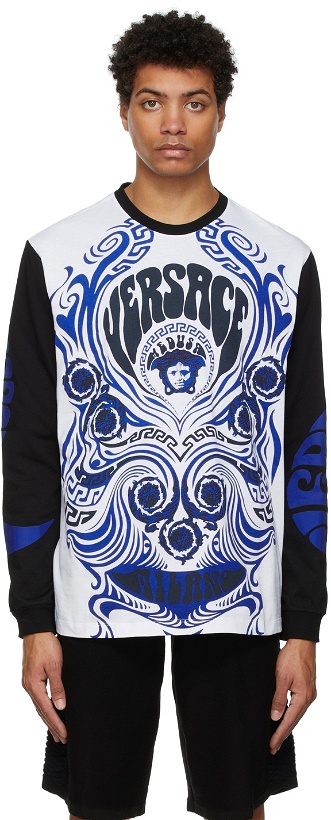 Photo: Versace White & Black Medusa Music Long Sleeve T-Shirt