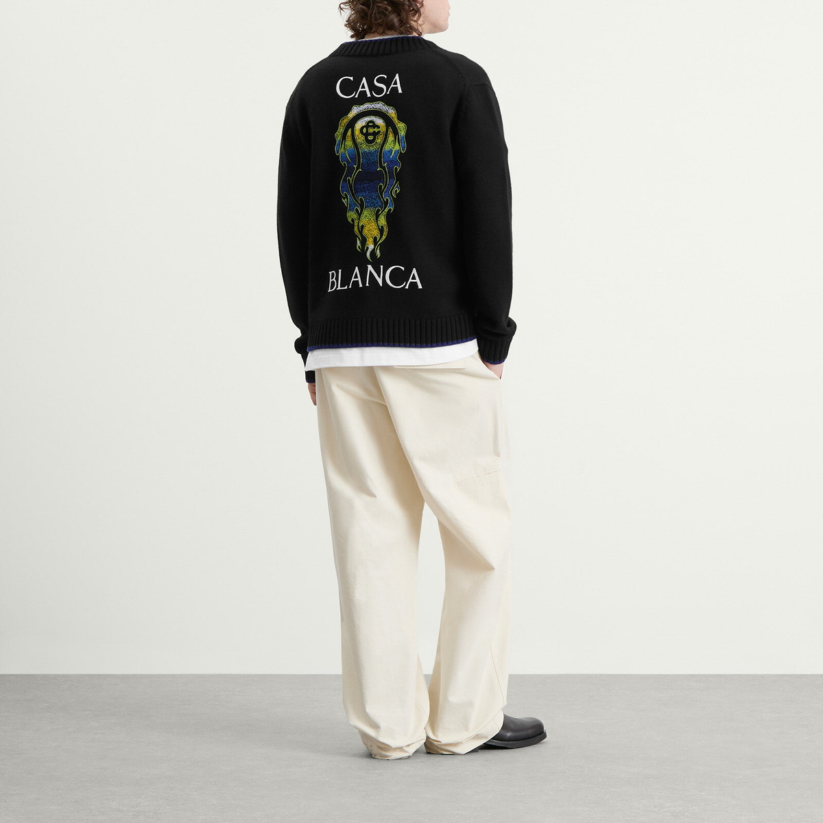 Casablanca Men's Flaming Tennis Ball Cardigan in Black