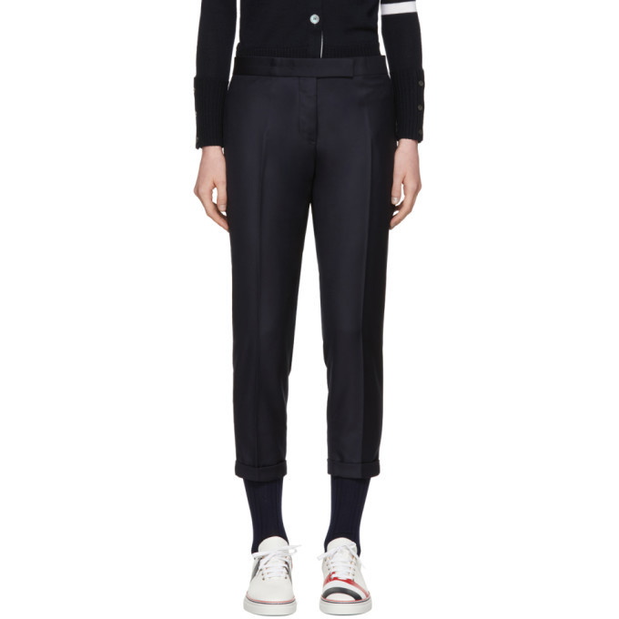 Photo: Thom Browne Navy Skinny Cropped Trousers