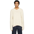 Maison Margiela Off-White Distressed V-Neck Sweater