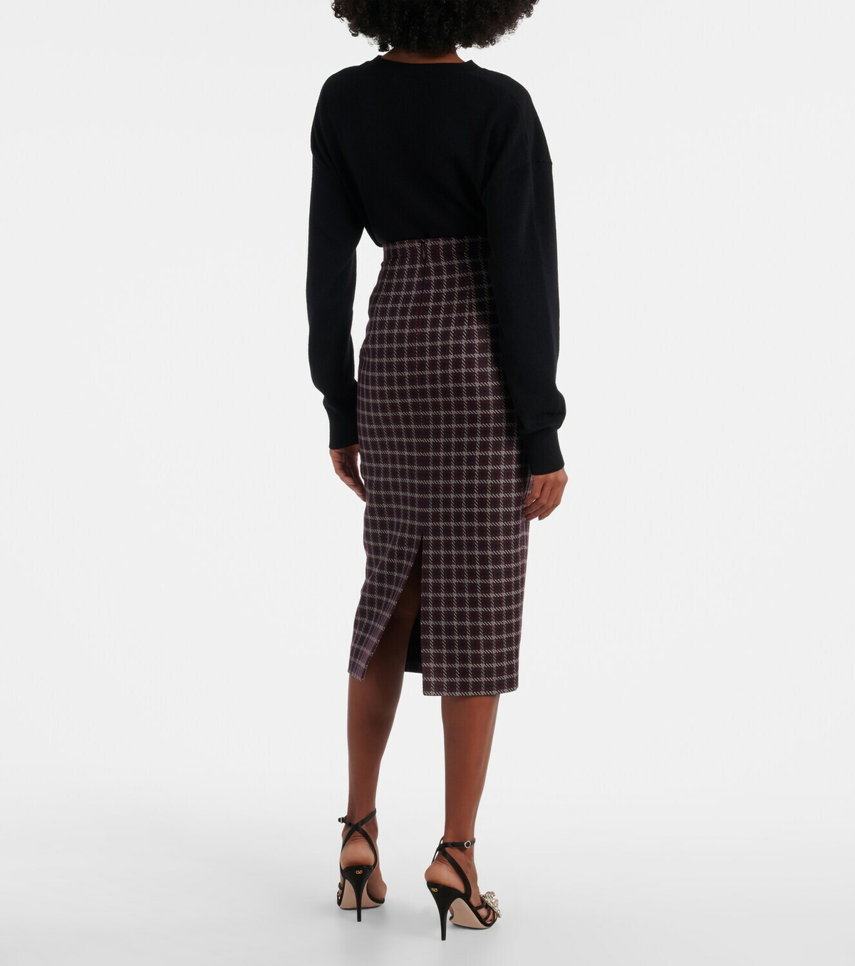 Emilia Wickstead Lorelei houndstooth genzianella pencil skirt