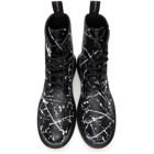 Alexander McQueen Black and White Splatter Lace-Up Boots