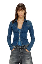 Diesel Full-zip shirt in denim - Denim Shirts Womens in Blue