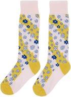 Marni Pink & Yellow Stripy Flowers Socks