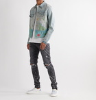 AMIRI - Distressed Printed Denim Trucker Jacket - Blue