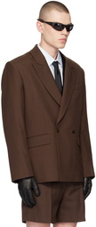 Ernest W. Baker Brown Double-Breasted Blazer