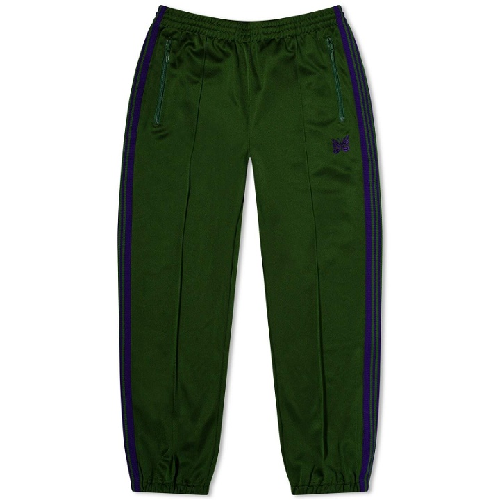 Photo: Needles Men's Poly Smooth Zipped Track Pant in Ivy Green