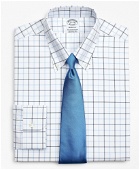 Brooks Brothers Men's Stretch Regent Regular-Fit Dress Shirt, Non-Iron Poplin Button-Down Collar Double-Grid Check | Blue