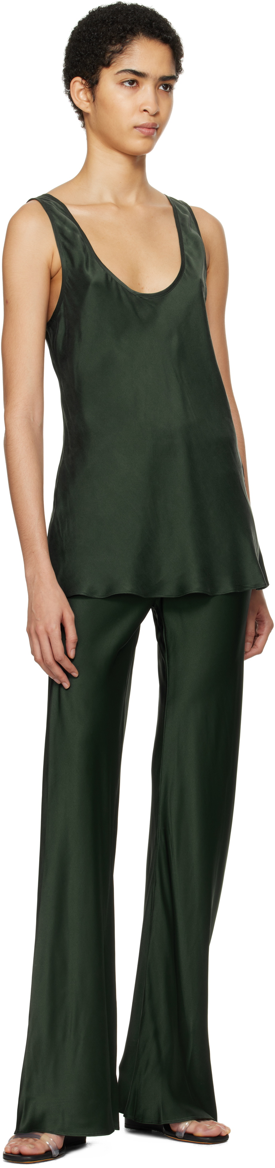 Silk Laundry Green Bias Cut Lounge Pants