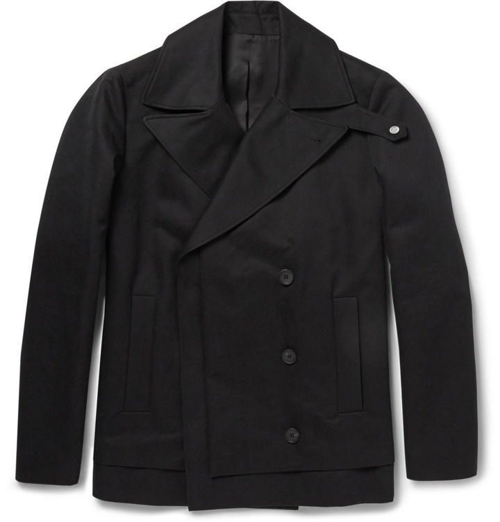 Photo: Balenciaga - Double-Breasted Cotton Peacoat - Men - Black