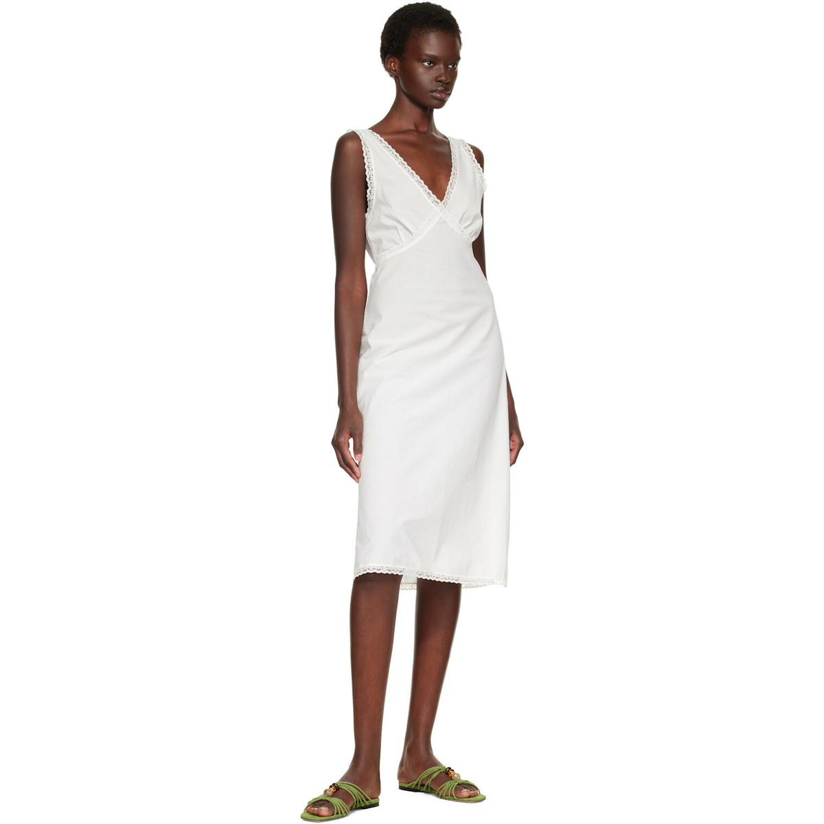 Cou Cou White 'The Iris Slip' Midi Dress