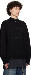 Balenciaga Black Cotton Logo Padded Knit Crewneck Sweater