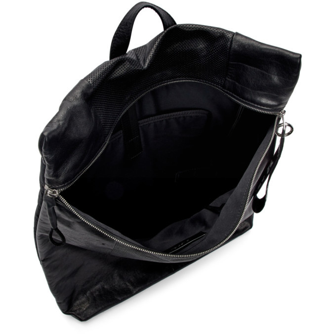 diesel black leather backpack with logo The bold stitching Diesel D-Pack X Backpack |